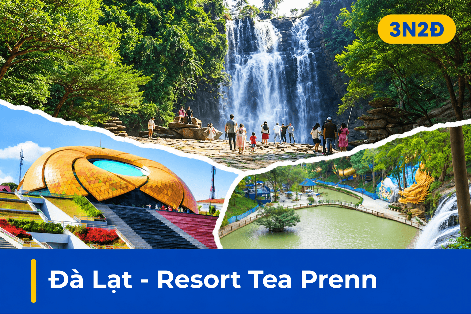 Tour Đà Lạt 3N2Đ nghỉ Tea Prenn Resort 5 sao | Thác Bobla, Langfarm